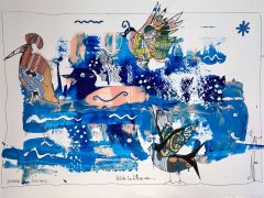 birds in blue air R