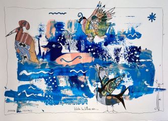 birds in blue air R